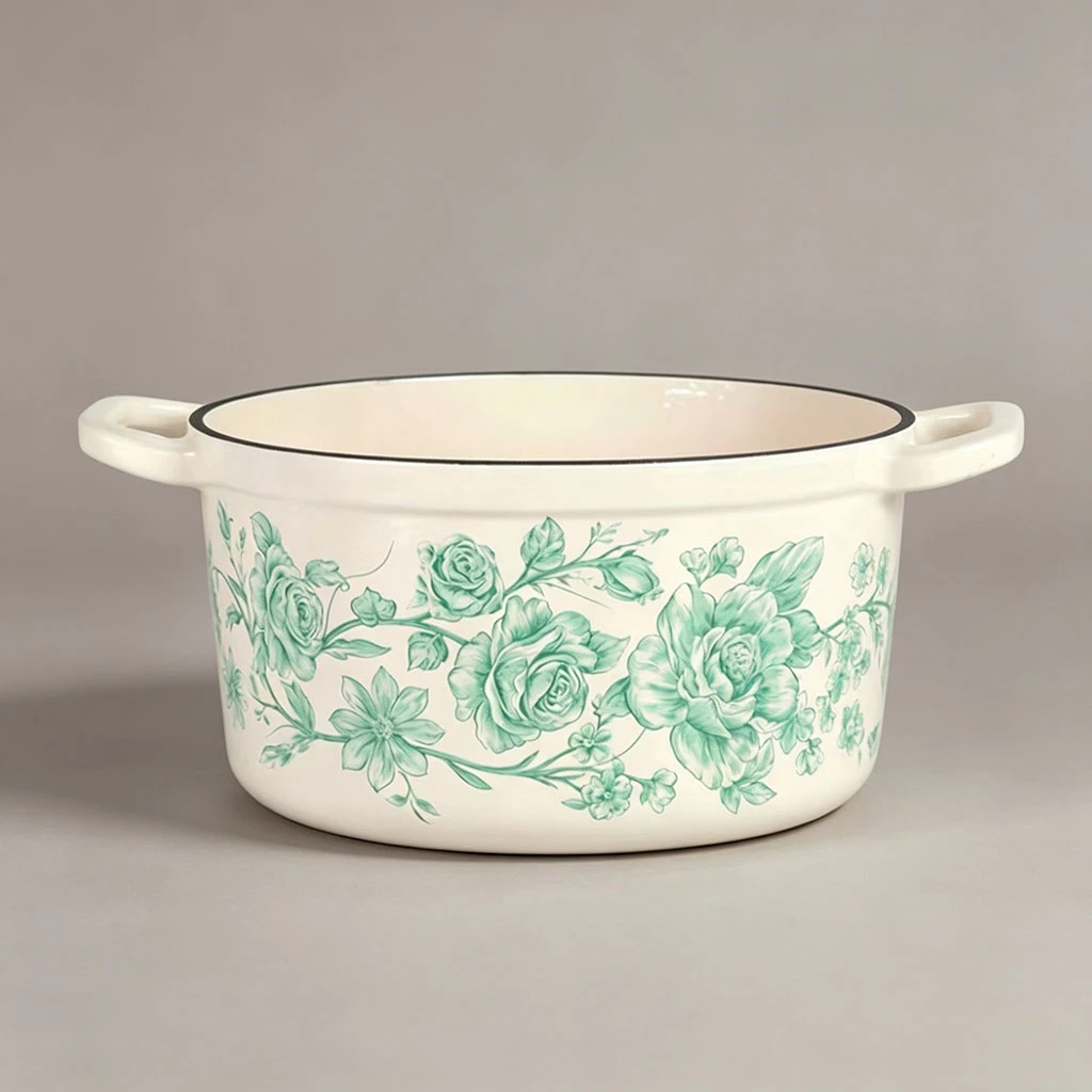 Custom trending vintage floral enameled cast iron dutch oven | OEM ODM Supported