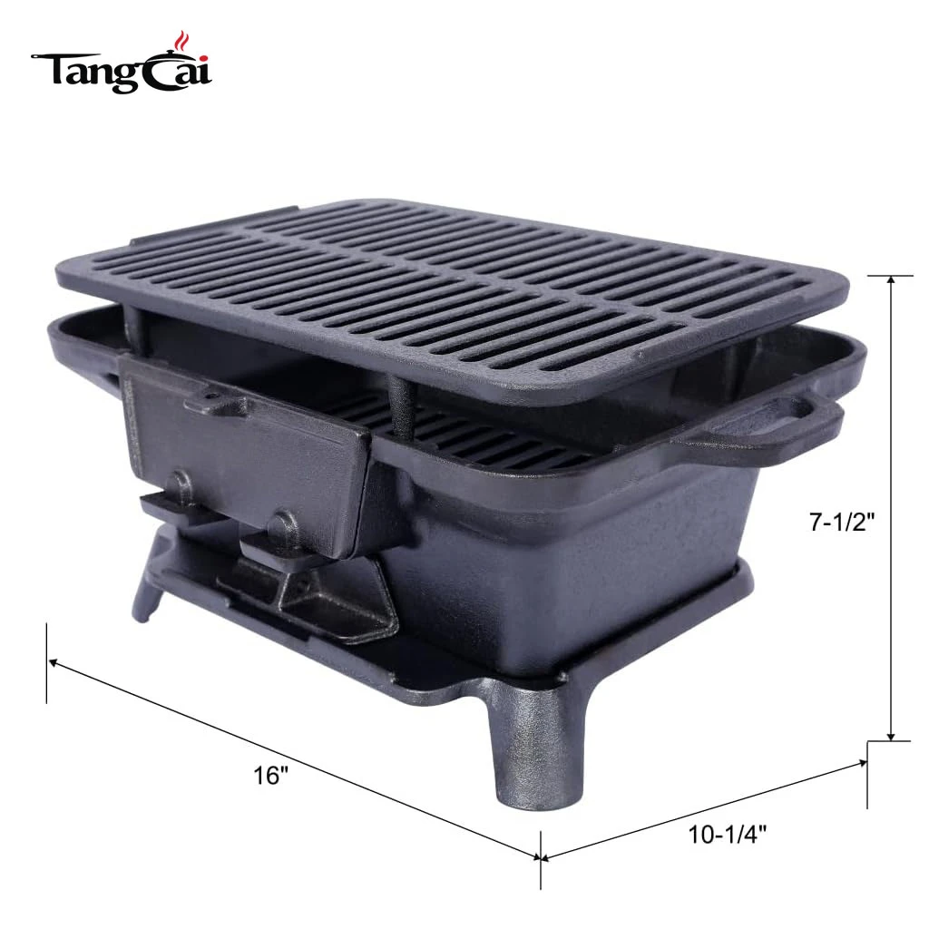 Wholesale Cast Iron Hibachi Grill, Mini Portable Charcoal BBQ, Tabletop Skillet Grill Stove for Outdoor, Picnics & Hunting