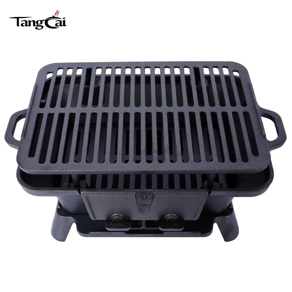 Wholesale Cast Iron Hibachi Grill, Mini Portable Charcoal BBQ, Tabletop Skillet Grill Stove for Outdoor, Picnics & Hunting