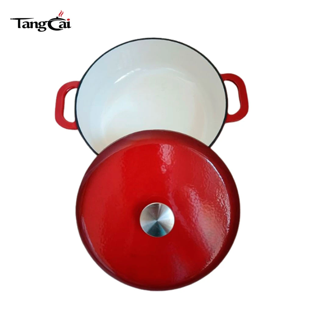 Wide-Body Enameled Cast Iron Shallow Casserole Pot for Home & Restaurant Cooking