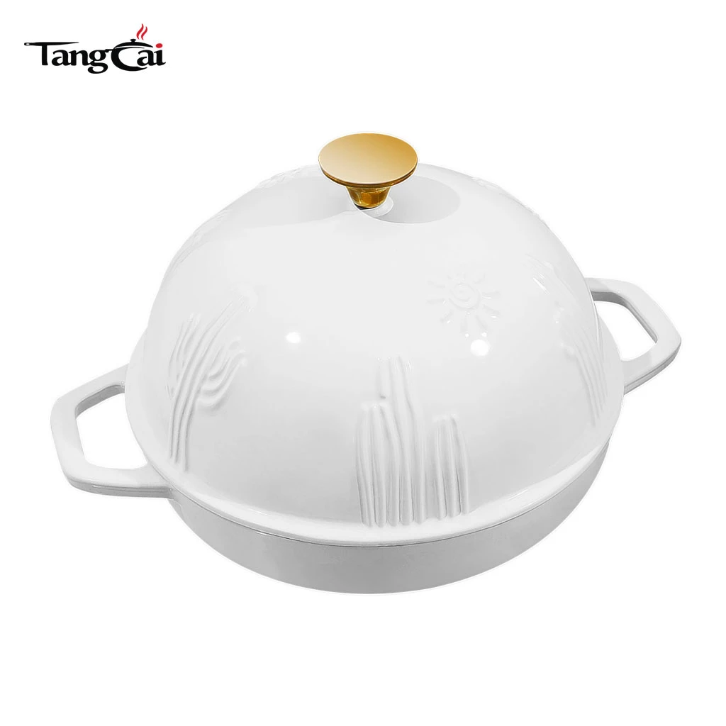 5QT Round Enamel Cast Iron Sourdough Bread Oven With Dome Lid