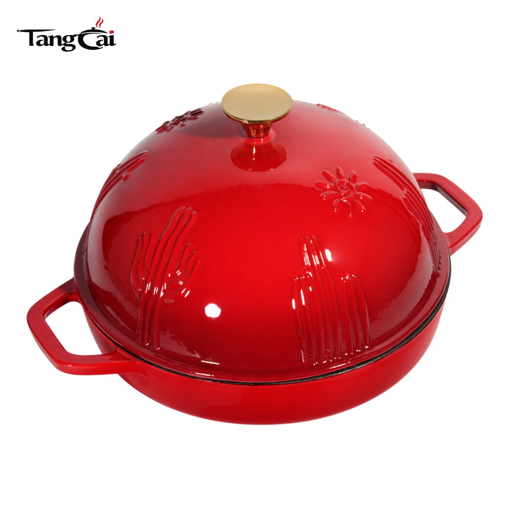 5QT Round Enamel Cast Iron Sourdough Bread Oven With Dome Lid