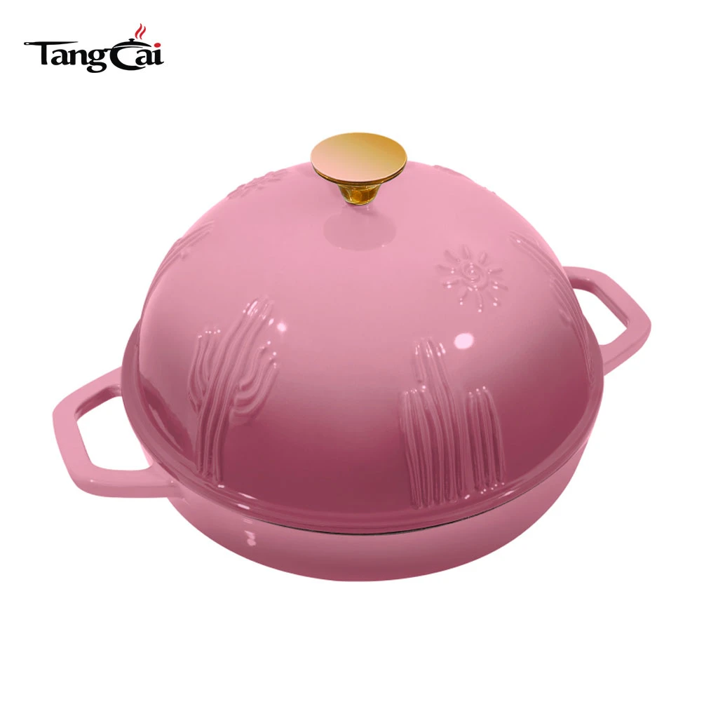 5QT Round Enamel Cast Iron Sourdough Bread Oven With Dome Lid