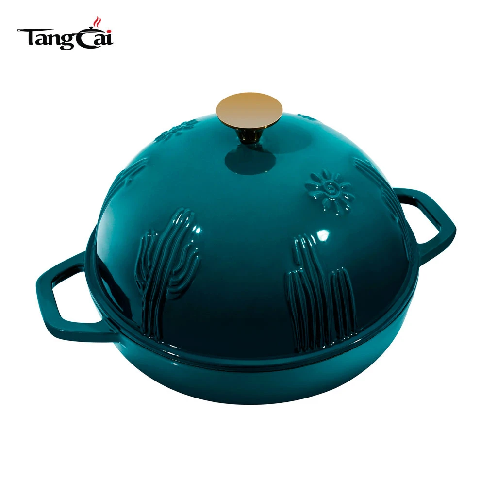 5QT Round Enamel Cast Iron Sourdough Bread Oven With Dome Lid