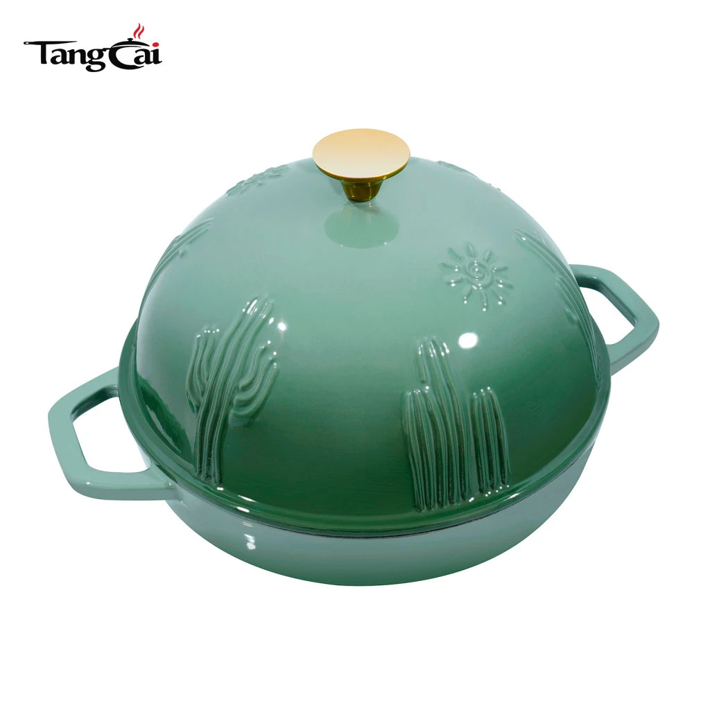 5QT Round Enamel Cast Iron Sourdough Bread Oven With Dome Lid