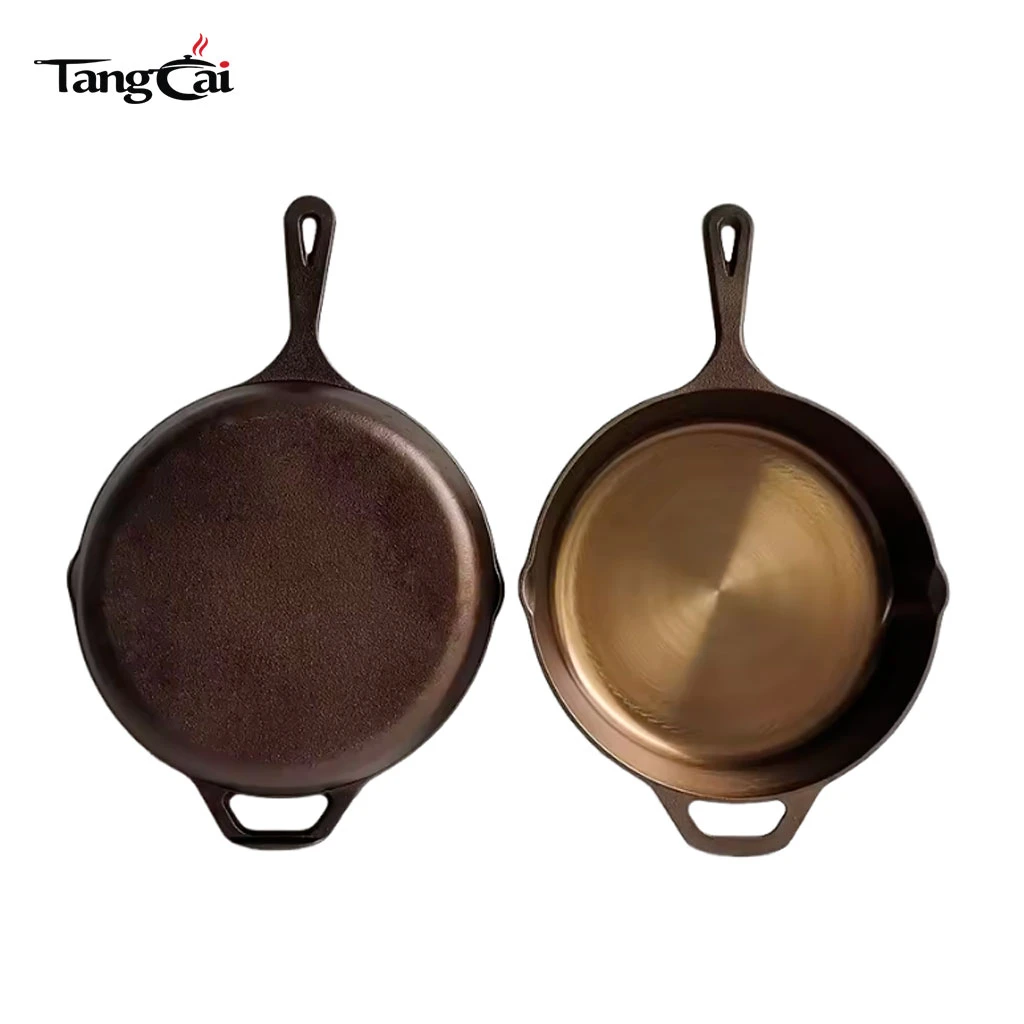 Smooth Polished Pre‑Seasoned Cast Iron Skillet with Handle
